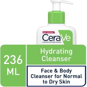CeraVe Hydrating Cleanser for Normal to Dry Skin 236 ml with Hyaluronic Acid and 3 Essential Ceramides