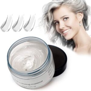 Temporary Hair Colour Wax, Unisex DIY Colour Hair Dye Wax, Washable Plant Formula Matte Natural Modelling Wax (120g White)