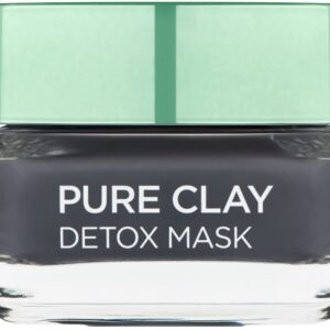 L’Oreal Paris Pure Clay Black Charcoal Detox Face Mask, Deep Cleansing Skin Care for All Skin Types 50 ml