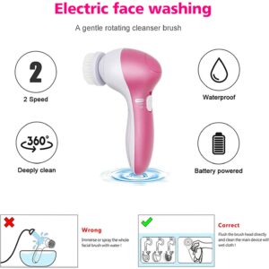 Facial Cleansing Brush Electric Face Massager Facial Cleansing Spin Brush Set with 4 Brush Heads Face Brush for Gentle Exfoliating,Removing Blackhead,Deep face scrubbing Gift Skincare for Teenage Girl