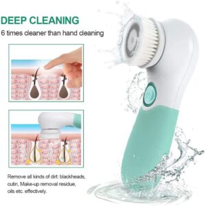 TOUCHBeauty Facial Cleansing Brush Electric Facial Exfoliating Massage Brush with 3 Cleanser Heads and 2 Speeds Adjustable for Deep Cleaning, Removing Blackhead, Face Massaging