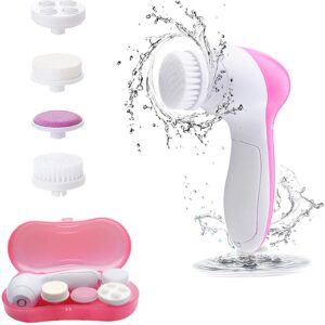 Facial Cleansing Brush Electric Face Massager Facial Cleansing Spin Brush Set with 4 Brush Heads Face Brush for Gentle Exfoliating,Removing Blackhead,Deep face scrubbing Gift Skincare for Teenage Girl