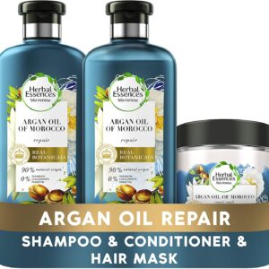 Herbal Essences bio:renew Argan Oil of Morocco Hair Repair Treatment Set for dry, damaged hair, Argan Oil Shampoo, Conditioner and Hair Mask, A Complete Hair Care Routine